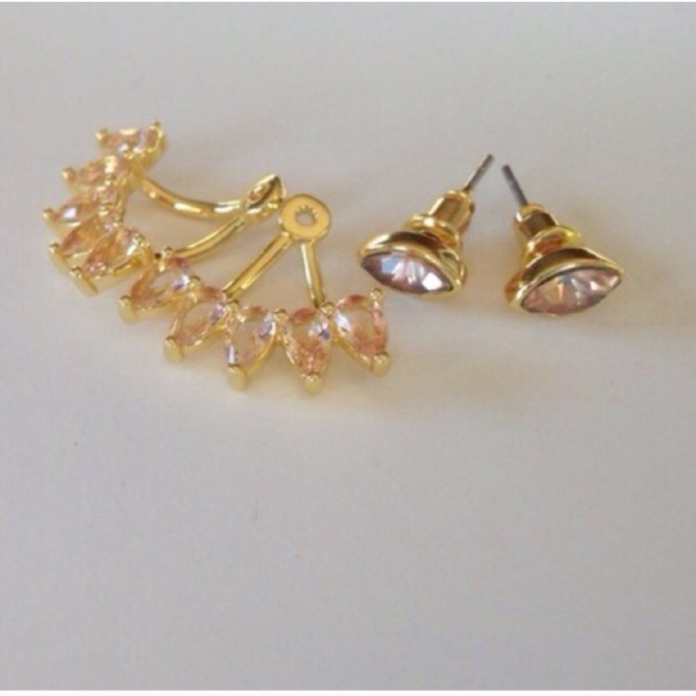 Rose Pink Jacket Earrings - Picture 4 of 4